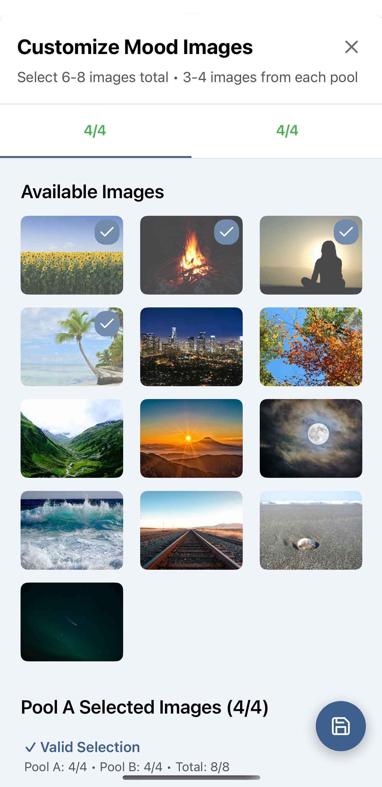 Mood Image Selection Interface
