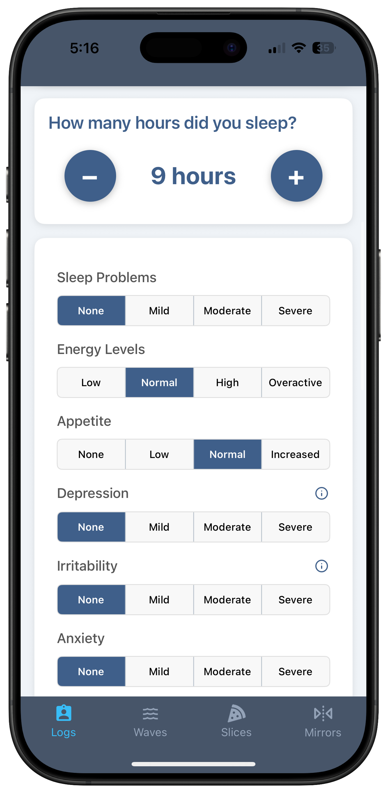 Mood Tracking Interface
